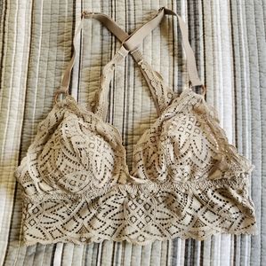 Aerie Sand Lace Racerback Padded Bralette